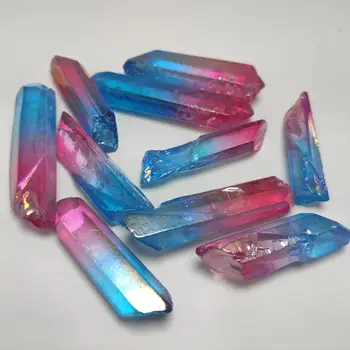 50g Electroplated Mėlyna ir Rožinė Titano Aura Lemurian Kristalų Lazdelė Taško Gydymo Kristalų Akmuo, Natūralus Akmenys ir Mineralai