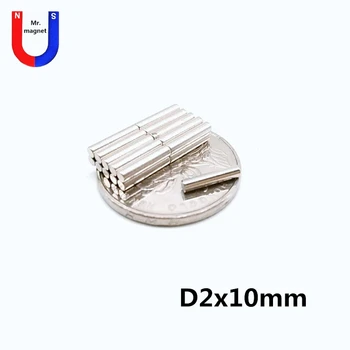 50pcs 2x10 stiprus magnetas D2*10mm Mini mažos magnetinės juostos magnetai 2x10 mm neodimio magnetas galingas nuolatinis apskritojo NdFeB
