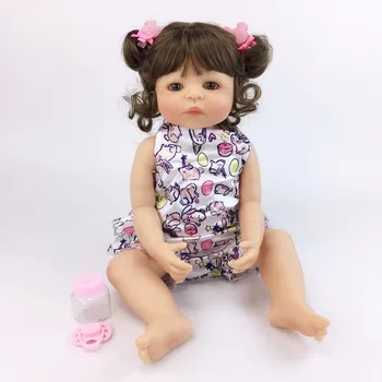 55cm Full Silikono Vinilo Reborn Baby Doll Žaislas Kaip tikra Mergaitė Boneca Naujagimių Princesė Bamblys Bebe Gyvas Gimtadienio Dovana