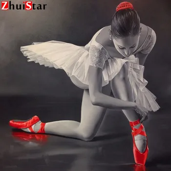 5d diamond tapybos kvadratiniu Raudoni batai baleto mergina mozaikos diamond siuvinėjimo pardavimas, mezgimo reikmenys apdailos WHH