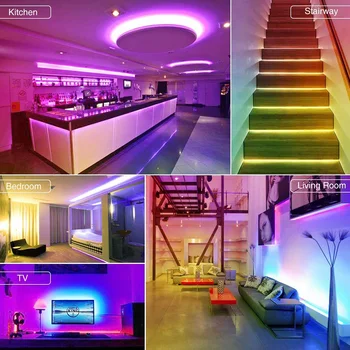 5m RGB Lanksti LED Šviesos Juostelės TV Darbastalio Ekrano Dekoro su Nuotolinio Valdymo