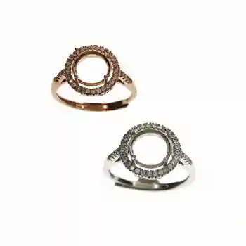 6-10MM apvali rožinė aukso, sidabro, Brangakmenių CZ stone šakės, bezel kietas 925 sterlingas sidabro reguliuojamas žiedas parametrai 1210031