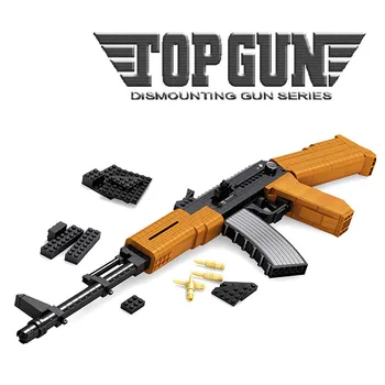 617Pcs Karinės įrangos pardavimas, biuro įrangos Serijos AK-47 Užpuolimų Šautuvas Modelis Super Ginkluotės Ginklą Blokai Nustato Švietimo Žaislai vaikams