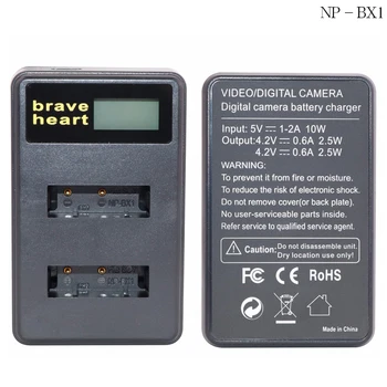6pcs NPBX1 NP-BX1 NP BX1 Baterijos + LCD Dual USB Įkroviklis Sony DSC RX1 RX100 AS100V M3 M2 HX300 HX400 HX50 HX60 GWP88
