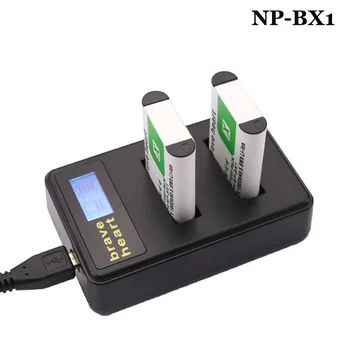 6pcs NPBX1 NP-BX1 NP BX1 Baterijos + LCD Dual USB Įkroviklis Sony DSC RX1 RX100 AS100V M3 M2 HX300 HX400 HX50 HX60 GWP88