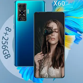 7.7 Colių X60 5G Android mobilusis telefonas 6800mAh Baterija, 8GB 256 GB Mobiliojo Telefono 16MP+32MP Dual SIM 