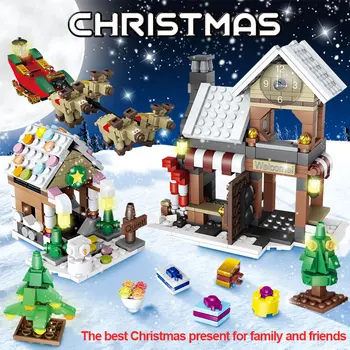 741pcs Kalėdų Senį Blokai Žiemą Kaime Kalėdų Eglutė Kalėdų Senelis Duomenys Plytų Žaislai Vaikams Dovanos
