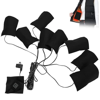 8 1 USB Šildytuvas kilimėlis Su Temperatūros Elektros Šildymo Lapas Moterų Striukė Šilta Liemenė Žiemos Medžioklės Dviračių Žvejybos 2020 m.