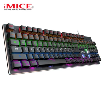 8 Tipų IMICE Trijų spalvų Apšvietimu Daugiafunkcinis Žaidimų Klaviatūra atspari Vandeniui Metalo Pakabos Klaviatūra su foniniu Apšvietimu, Skirtą Laidinio