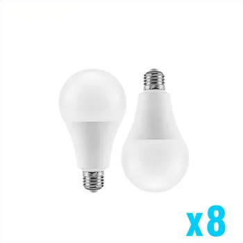 8pcs LED Lemputės Nėra Mirgėjimo E27 220V 18W 15W 12W 9W 7W 5W 3W Smart IC LED Šviesos Realios Galios, Šalta Balta Šilta Balta lndoorlighting