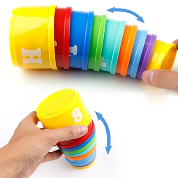 8PCS Montessori Žaislai Kramtyti Vystymosi Kūdikių Ankstyvojo Ugdymo + Skaičiai, Raidės Foldind Stack Cup Tower Žaislai, Gimtadienio Dovanos