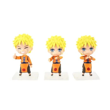 9-10cm 3pcs/set Naruto Shippuden Q Versija Uzumaki Haruno Uchiha Sasuke Gaara Kakashi Sakura Lėlės PVC Modelio Paveikslas Žaislai