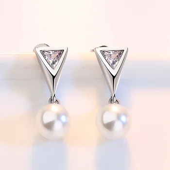 925 sterlingas sidabro nauja siunta blizga kristalų, perlų papuošalai ir ponios'stud auskarai moterims, didmeninė dovana pigu