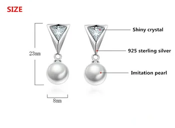 925 sterlingas sidabro nauja siunta blizga kristalų, perlų papuošalai ir ponios'stud auskarai moterims, didmeninė dovana pigu