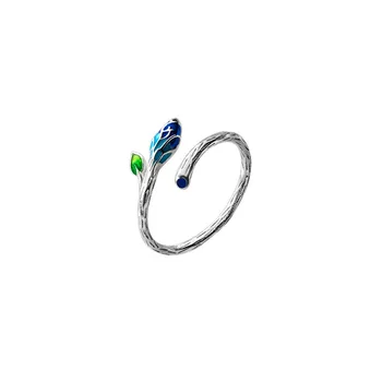 925 Sterlingas Sidabro Žiedai Lapų Moterų, Mergaičių, Vestuvių Piršto Žiedą Kūrybos Fine Jewelry jz300