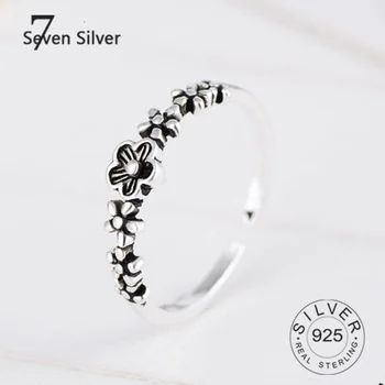 925 sterlingas sidabro žiedai moterims vintage black gėlės bauda jelwery Daugiasluoksnės Tailando Sidabro Papuošalai Dovanų Šalis