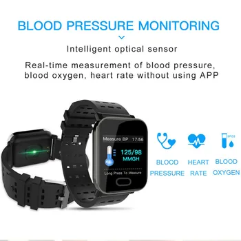 A6 Smart laikrodis su Širdies ritmo Monitorius Fitness Tracker Kraujo Spaudimas Smartwatch Vandeniui, Skirta 