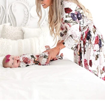 AA Nėščioms Moterims Suknelės Motinystės Sleepwear Gėlių Modelis ilgomis Rankovėmis Drabužius Su Diržo Slaugos Nightclothes