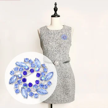 AAA Kubinis Cirkonis Gėlių Medžiaga Sages Moterims Aukščiausios Kokybės Sidabro Spalvos Rožinė Mėlyna Kristalų Broches Lady Femme Vestuvių Papuošalai