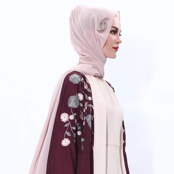 Abaja Šifono Hijab Šalikas Musulmonai, Islamas Hijabs Jilbab Galvos Wrap Rait Moterų Skarelė Foulard Vienspalviai Voile Turbante Femme Musulman