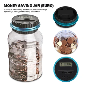 ABEDOE Elektroninės Skaitmeninės Skaičiavimo Piggy Bank Pinigų Taupymo Dėžutė Jar Banko LCD Ekranas Monetų Dėžutė Saugus USD EURO GBP Pinigų 1.8 L