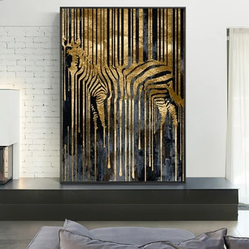 Abstraktusis Menas, Aukso Zebra Šiaurės Modernaus Stiliaus Plakatai, Drobė Nuotraukas, Svetainė, Miegamasis, Dekoratyvinis Dažymas Neįrėminti