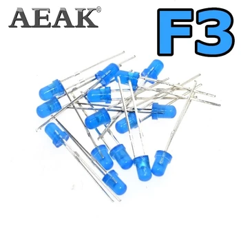 AEAK Mėlyna F3 3mm LED Mėlynos šviesos diodų šviesos skleidimo Mėlyna ruožtu Mėlyna 1000PCS