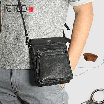 AETOO Originalų verslo pirmąjį sluoksnį, avikailio vieną messenger bag, odos retro juosmens krepšys, minkštos odos, pečių maišą, atsitiktinis b
