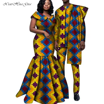 Afrikos Drabužius Pora Afrikos Spausdinti Afrikos Pora Suknelė Vyrų Kostiumas Moterų Maxi Suknelė Afrikos Pora Apranga WYQ556