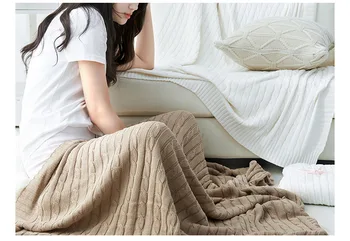 Aggcual Europoje naujų produktų, medvilnės mesti antklodę megzti Kelionės antklodės lovos, sofa cover vientisos spalvos šiltas Lovatiesė XT46