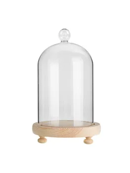 Aiškiai Stiklo Ekranu Dome Cloche Bell Jar Su Mediniais, 