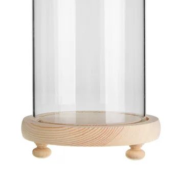 Aiškiai Stiklo Ekranu Dome Cloche Bell Jar Su Mediniais, 