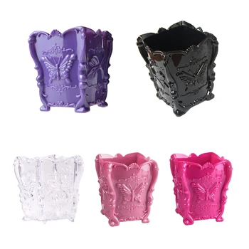 Akrilo retro makiažas šepetys saugojimo tube box 3D drugelis dizaino nagų pen failų talpinimo kosmetika organizatorius darbalaukio bakas