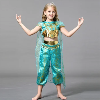 Aladdin ' s žibinto Kalėdų Helovinas Kostiumas Mergaitėms Jazminų Dress Up Girls Arabijos Drabužių Gimtadienio Dovana Vaikams, Pilvo Šokių Drabužius