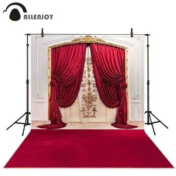 Allenjoy photophone fotografijos fonas vestuvių prabanga raudonos užuolaidos, kilimas klasikinio sienos arka fone, photocall photobooth