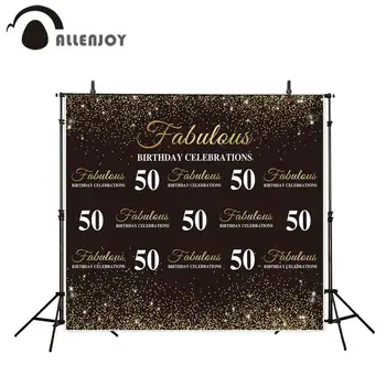 Allenjoy photophone sluoksnių Pasakų 50 gimtadienio parašas siena juoda aukso blizgučiai šalis fotografijos backdrops photobooth