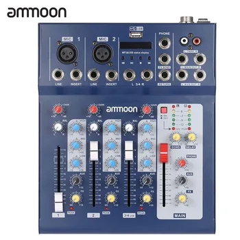 Ammoon F4-USB Skaitmeninio Garso Maišytuvas 3 Kanalo Mic Line Garso Maišymo Maišyklę Konsolės su 48V Phantom Power Įrašymo DJ Muzika