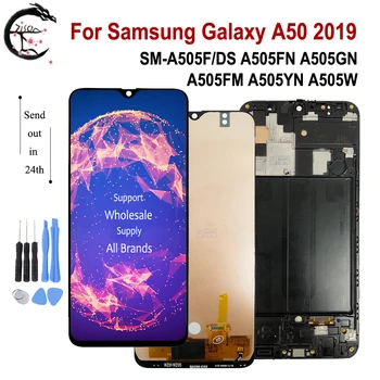 AMOLED skystųjų kristalų (LCD Samsung Galaxy A50 2019 A505 LCD Ekranas Touch 