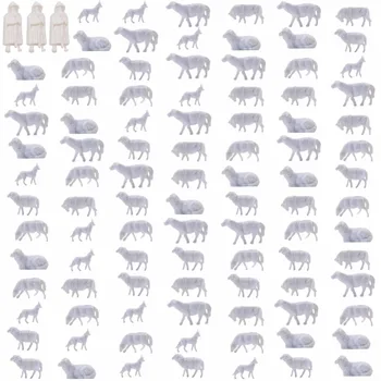 AN8703B 100vnt 1:87 Unpainted Balta Ūkio Gyvūnai Avių Kolis, Šuo Aviganis HO Masto Modelis Dekoracijos Aminals Nemokamas Pristatymas