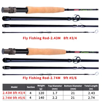 Anglies Fly Fishing Rod 8FT #3/4 9FT #5/6 meškere 2.7 M Skristi Lazdele 4 Skirsniuose Sunku Juostos Upėtakių Žvejyba Polių Žuvų Spręsti Pesca