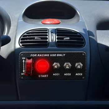 Anglies Pluošto LED Perjungimo Jungiklis Lenktynių Automobilių Variklio Užvedimo Mygtukas 12V LED Uždegimo Jungiklio Skydelis Automobilių Reikmenys