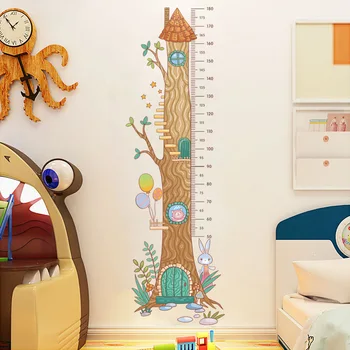 Animacinių filmų Augimo Diagramos Aukštis Priemonė Sienų Lipdukai vaiko Kambario Dekoro Gyvūnų Tree House Baby vaikų Darželio Namų Puošybai Tapetai