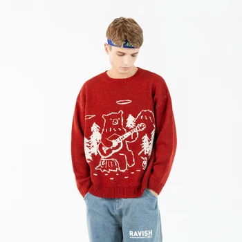 Animacinių Filmų Meškiukas Modelis Vyrų Kalėdų Džemperis Streetwear Puloveriai 2020 M. Rudenį Megztiniai Vyras Moteris Harajuku Hip-Hop Megztinis