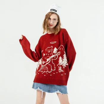 Animacinių Filmų Meškiukas Modelis Vyrų Kalėdų Džemperis Streetwear Puloveriai 2020 M. Rudenį Megztiniai Vyras Moteris Harajuku Hip-Hop Megztinis