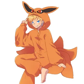 Anime Naruto Cosplay Pižama Unisex Cosplay Kostiumų Kurama Flanelė Namų Sleepwear Kurama Kyuubi Jumpsuits Pižamą Kostiumas