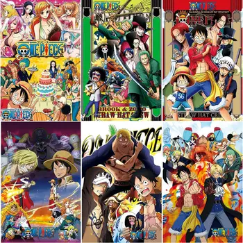 Anime ONE PIECE plakatas Luffy Zoro Nami Usopp Sanji Chopper Robin Franky Brook skaičius 8 vnt/set lipdukas ant sienos dovana