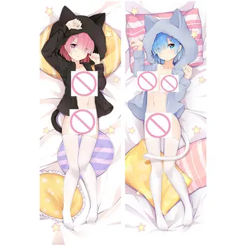 Anime RE NULIO Pradeda Gyvenimą Kitoje pagalvių užvalkalus Dakimakura atveju Seksuali mergina 3D dvipusė Lovos Kūno Hugging užvalkalas RZ01
