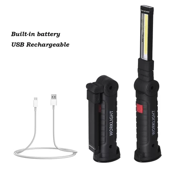 ANJOET Darbo Lemputė USB Įkraunamas LED Šviesos Magnetinis Slim Baras Veidrodėliai su Galva Pasukama 360 Laipsnių Nešiojamas Žibintuvėlis