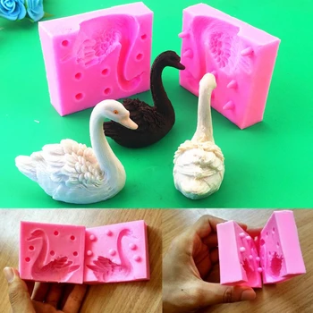 Aomily 3D Graži Gulbė Minkštas Silikono Formos Žvakė Cukraus Amatų Įrankis Šokoladinis Pyragas Pelėsių Virtuvė 