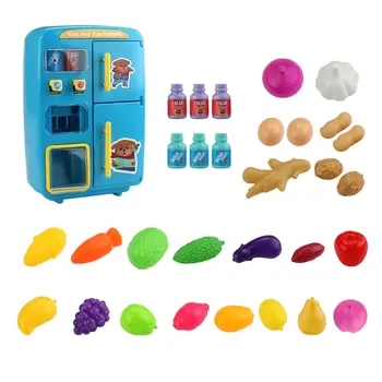 Apsimesti Žaisti Žaislas Elektros Modeliavimas Šaldytuvas automatas 32pcs Šaldytuvas, Virtuvės įrankis Namas Žaislas melodija Apšvietimo efektas
